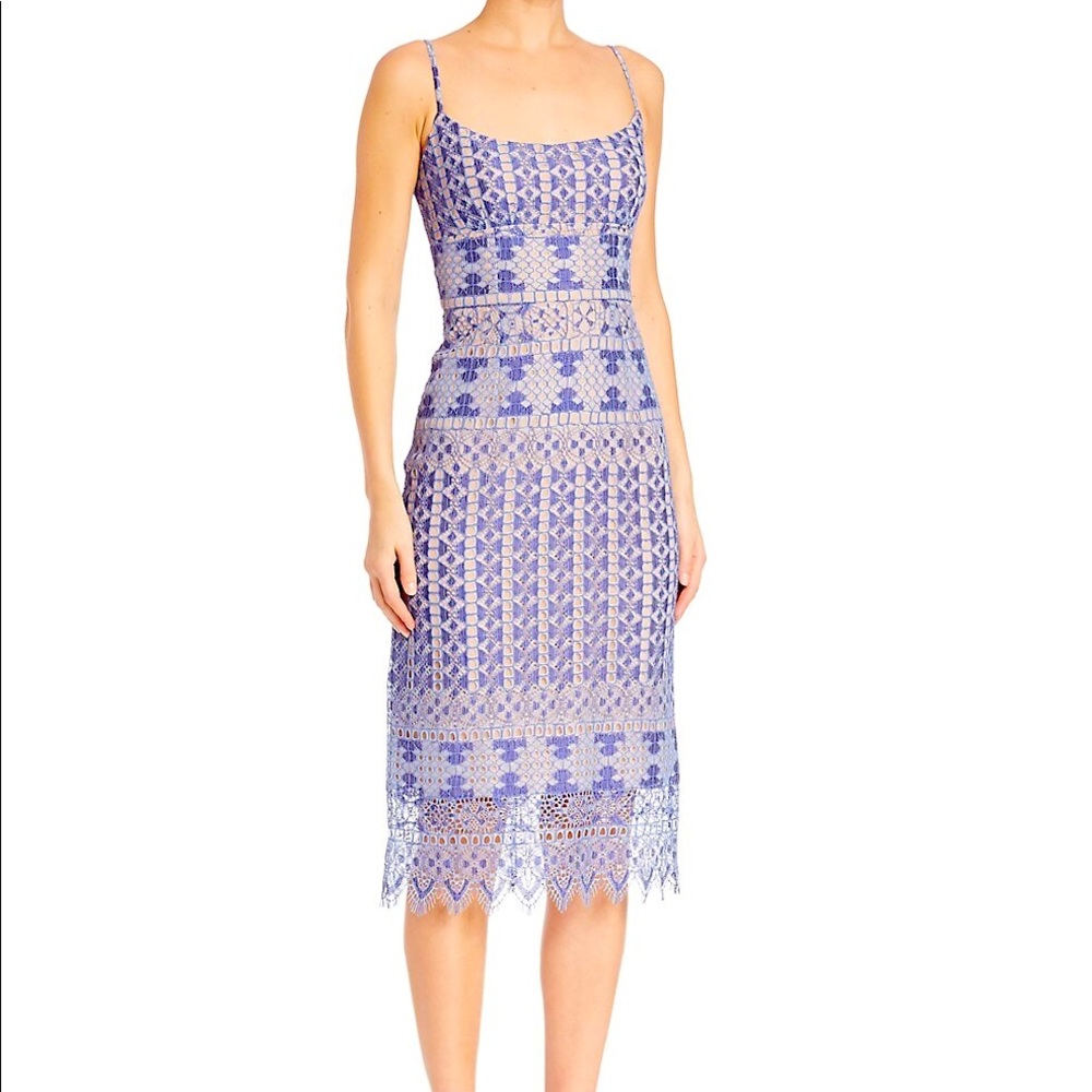 BCBGMAXAZRIA Alese Geometric Lace Sheath Dress